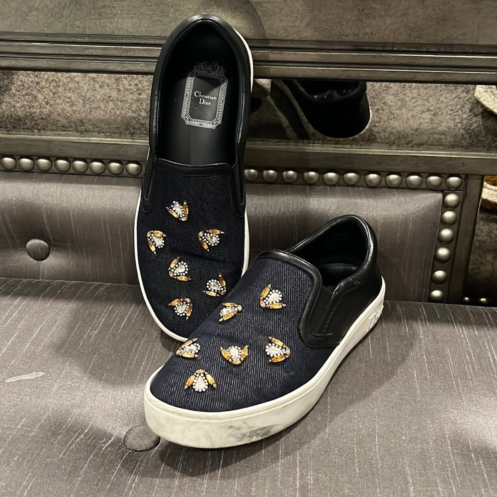 DIOR slip on sneakers with gemstone embellishment